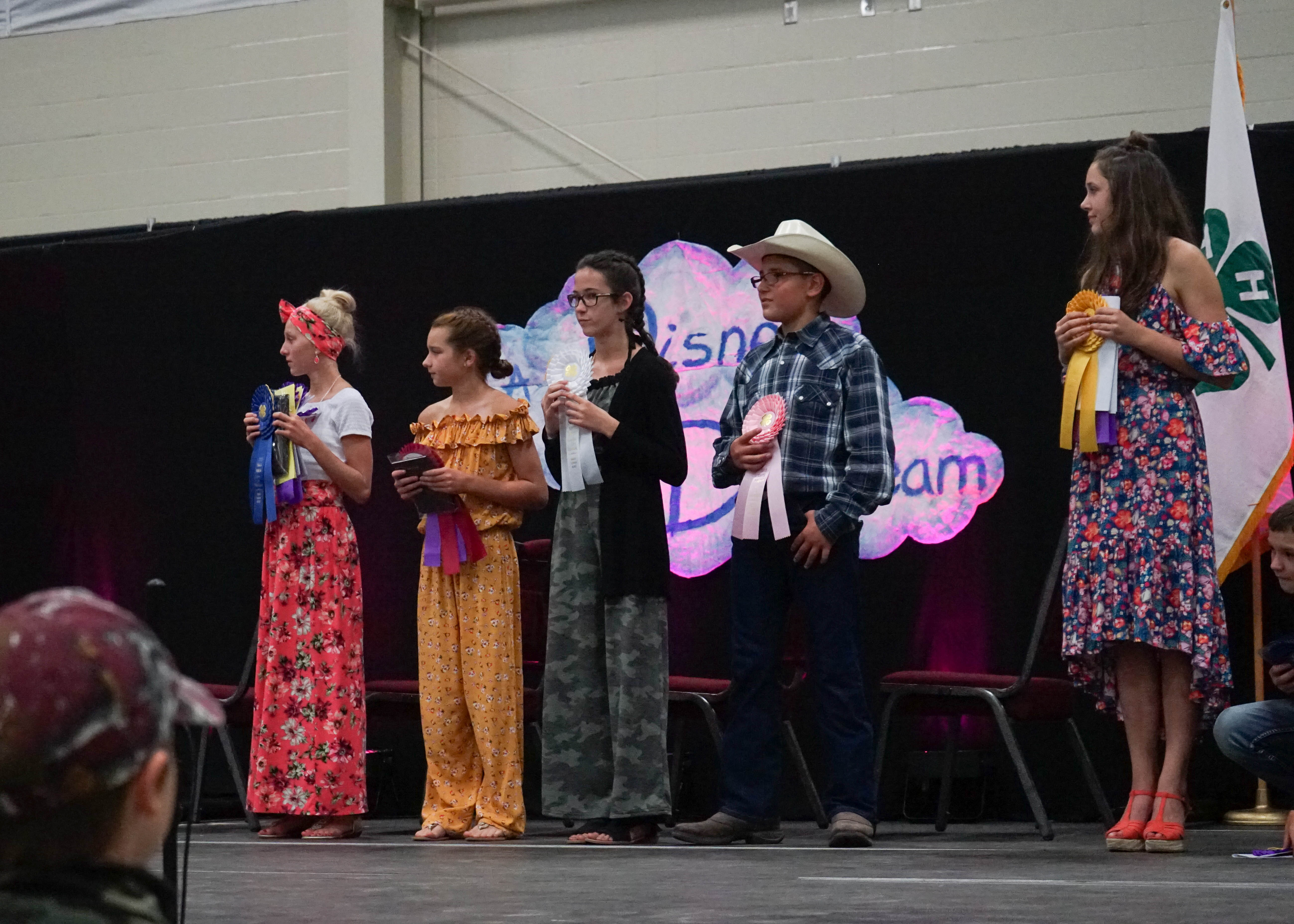 4-H, Fashion Revue, State Fair, 4 girls and 1 boy