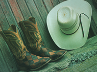 cowboy boots and hat