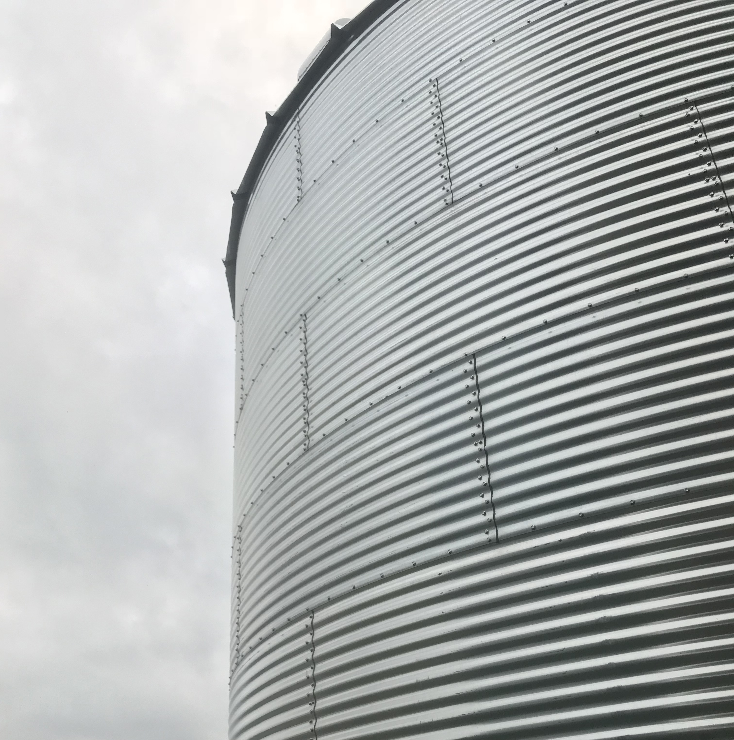 A grain storage bin.