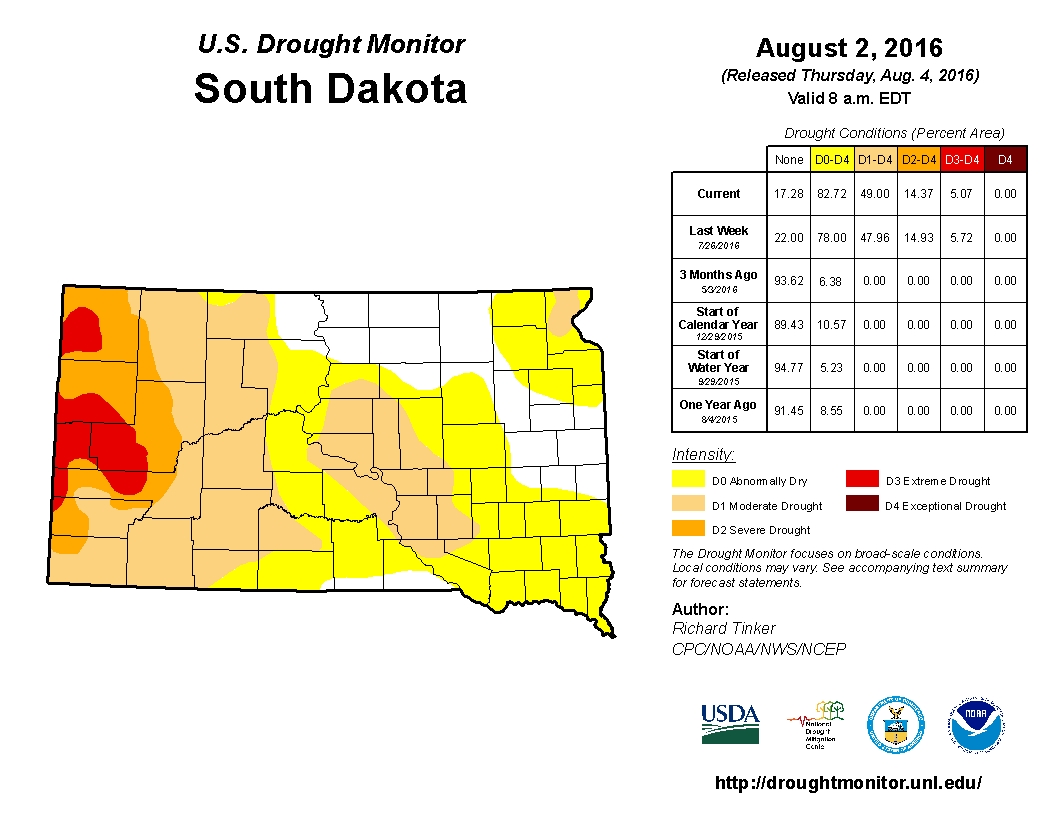 a graphic image showing drought in South Dakota