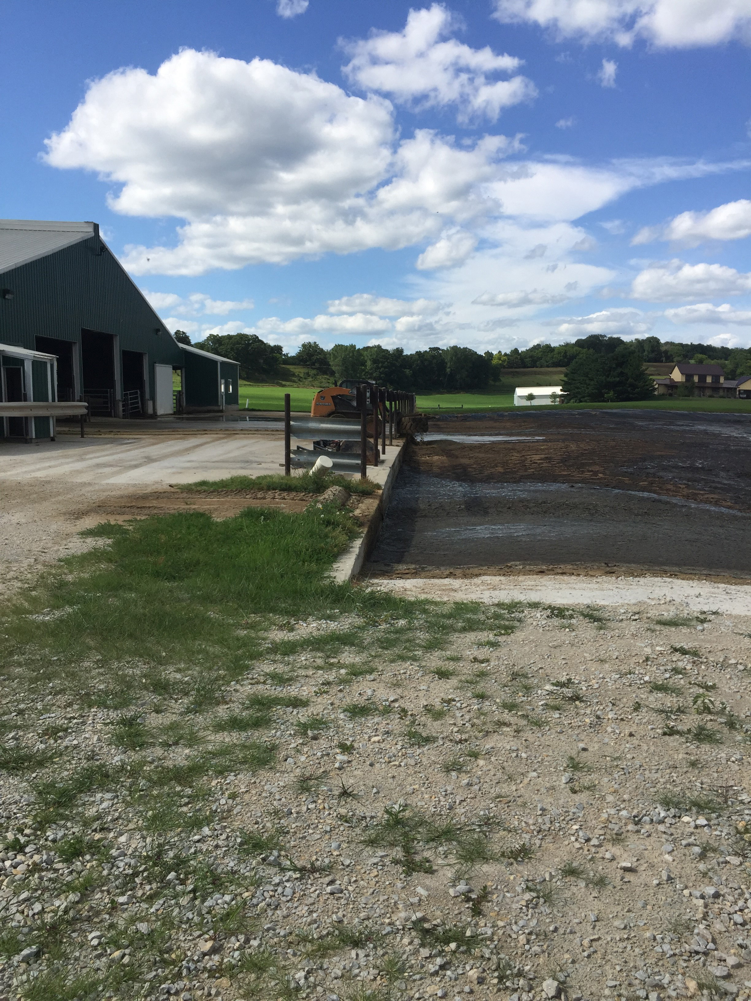 A manure pit at a dairy farm.