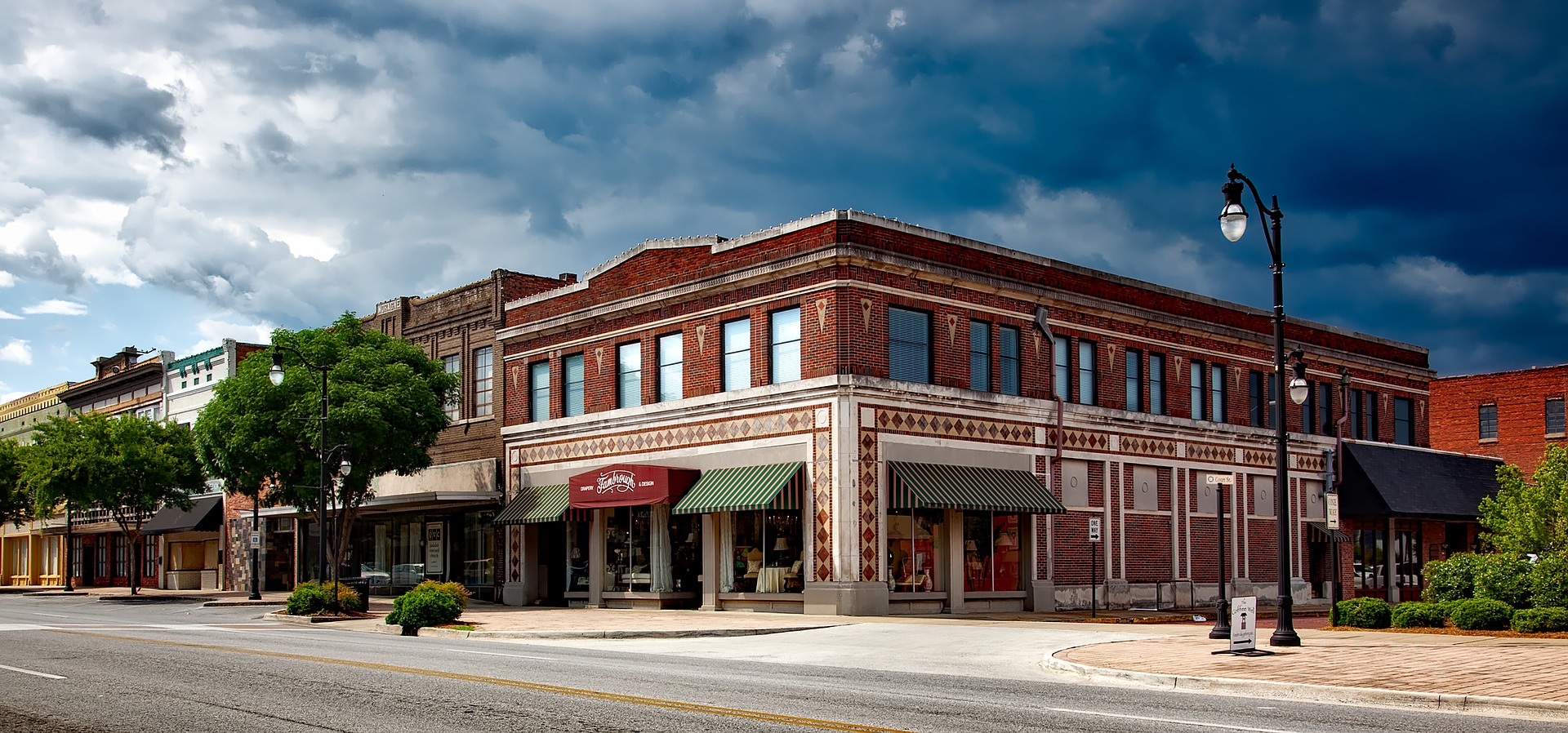 A small town main street.