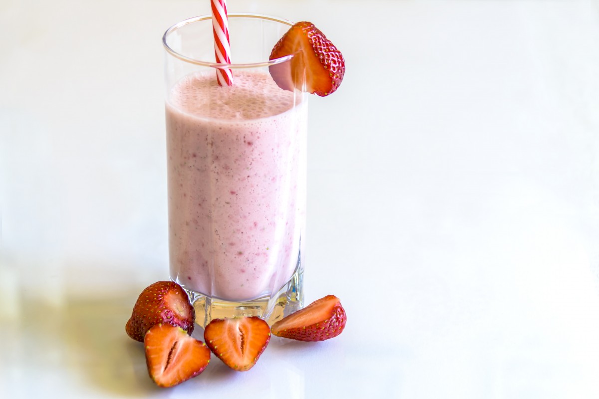 A strawberry meal replacement shake.