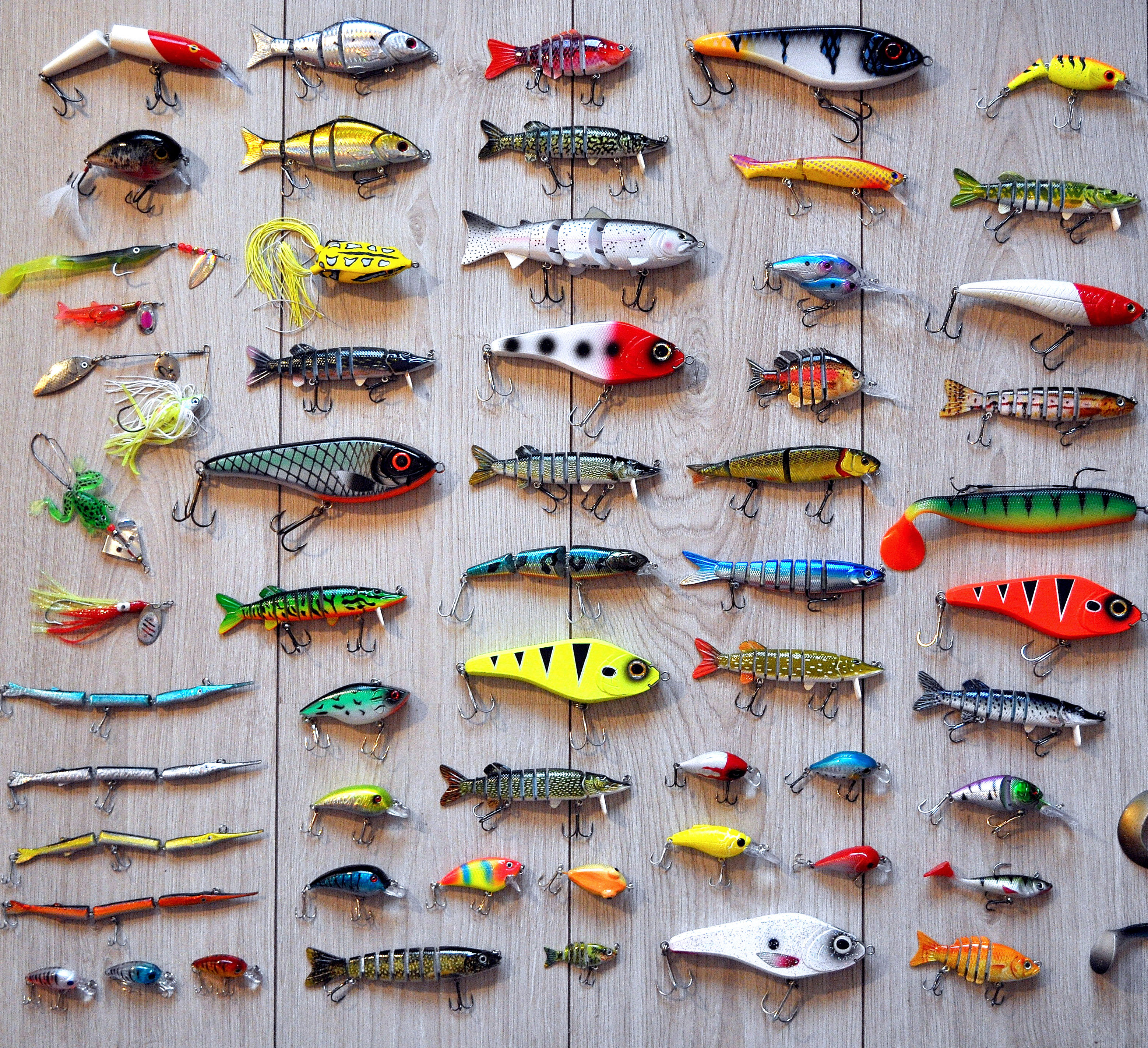 collection of various fishing lures