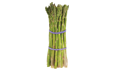 A bundle of green asparagus spears.