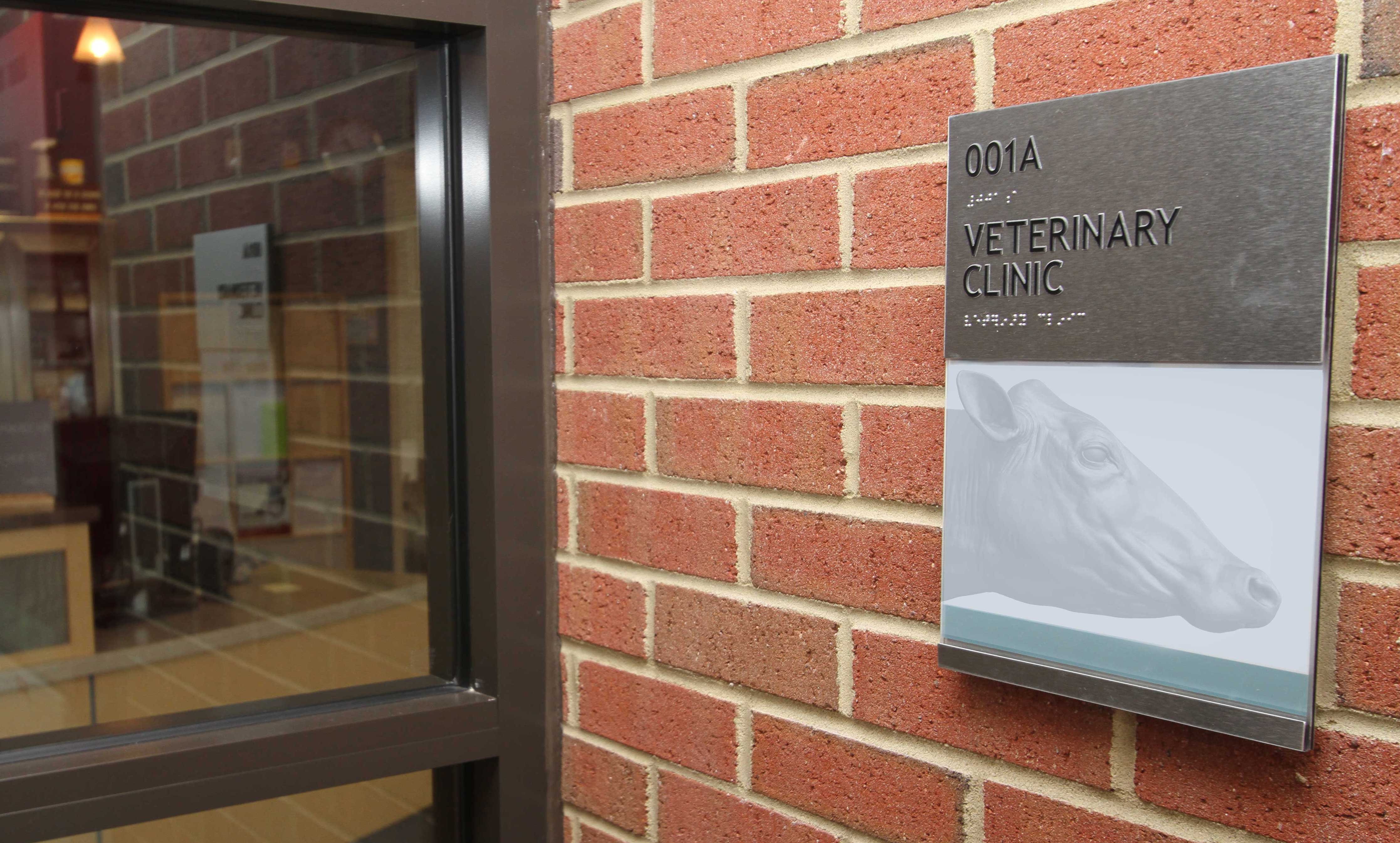 Outside entrance to a large-animal veterinary clinic.