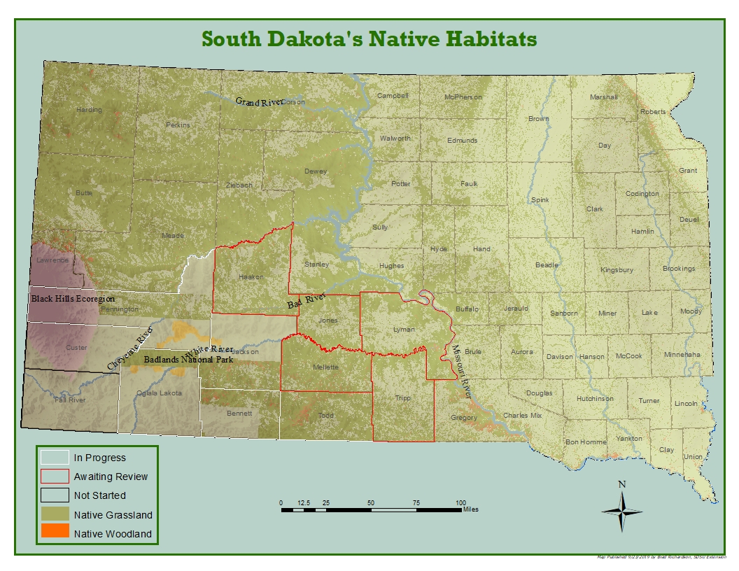 a map of South Dakota's grasslands.