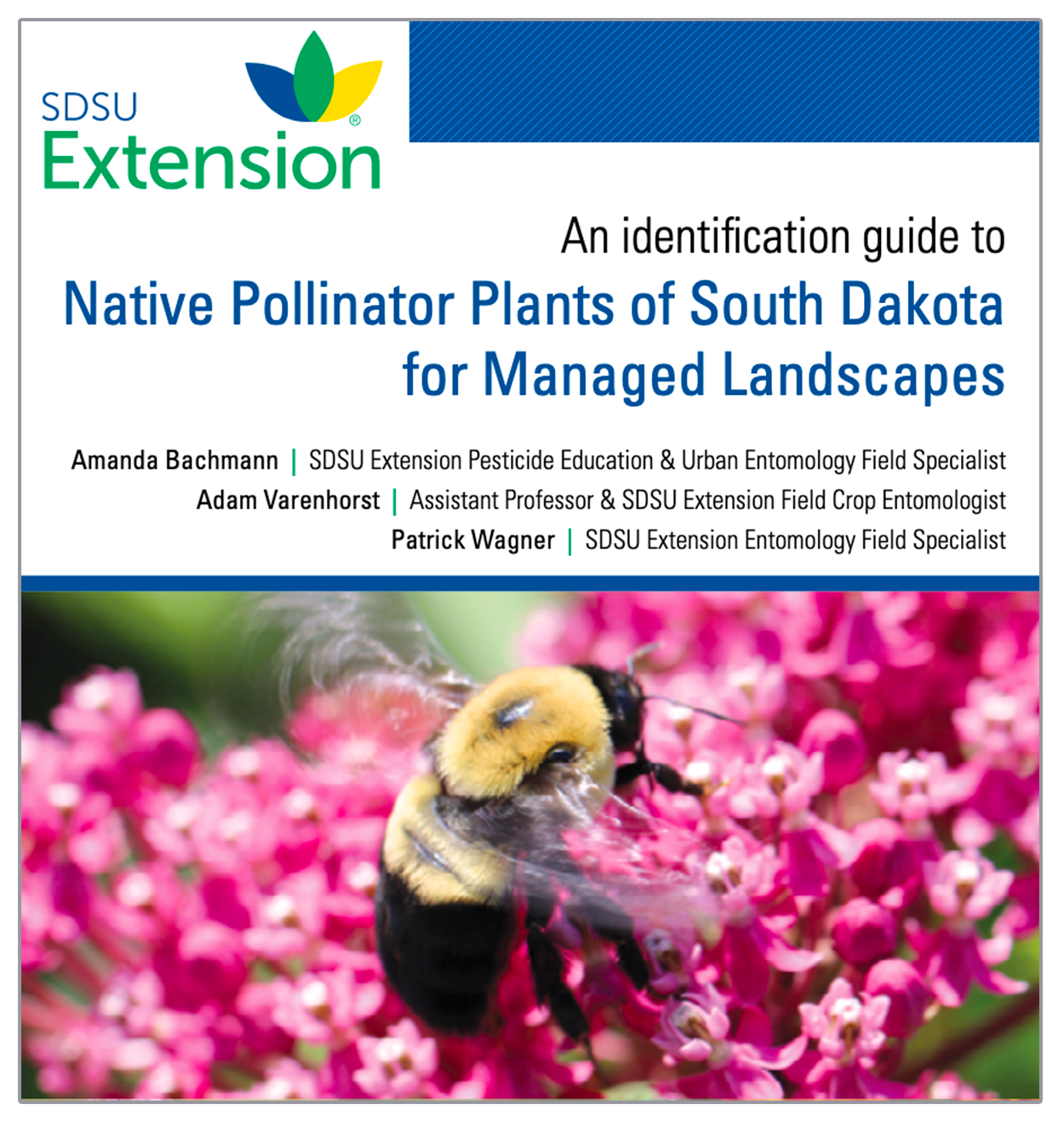 Cover of the SDSU Extension publication, "o	An Identification Guide to Native Pollinator Plants of South Dakota for Managed Landscapes."