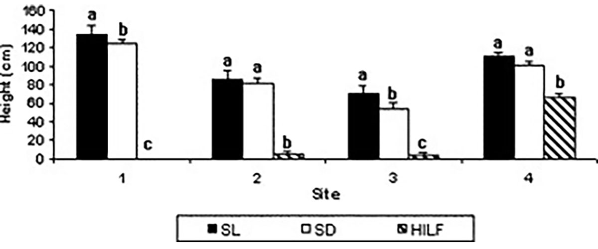 Bar graph displaying Canada thistle response to grazing systems to three different grazing systems.