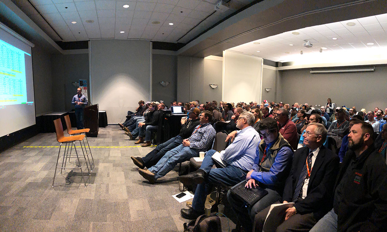 Attendees viewing a presentation at the I-29 Moo University Dairy Beef Short Course.