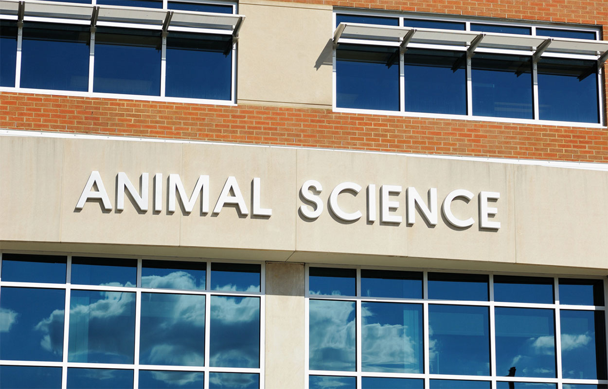 Exterior of an animal science research facility.