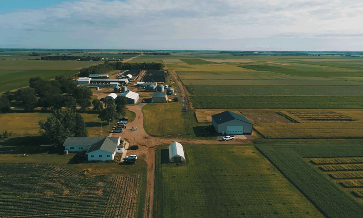 Aerial view of the SDSU Southeast Research Farm.