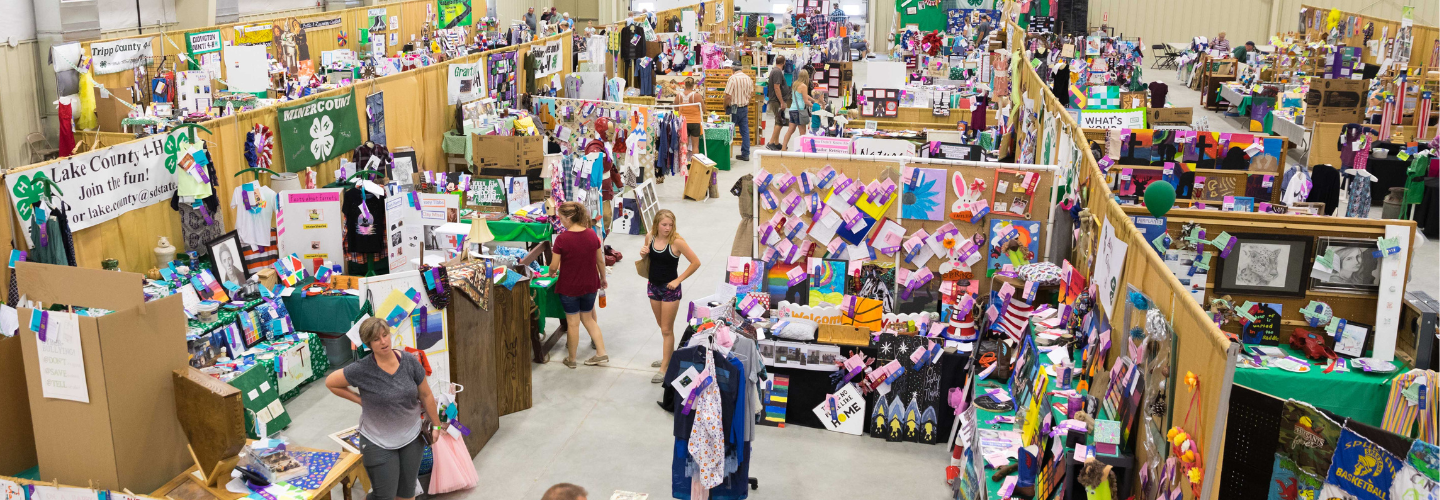 Overhead view of State Fair 4-H exhibits