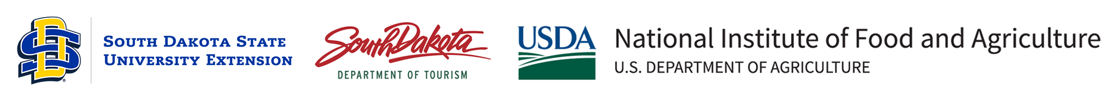 SDSU Extension, South Dakota Department of Tourism, and the USDA National Institute of Food and Agriculture logos.