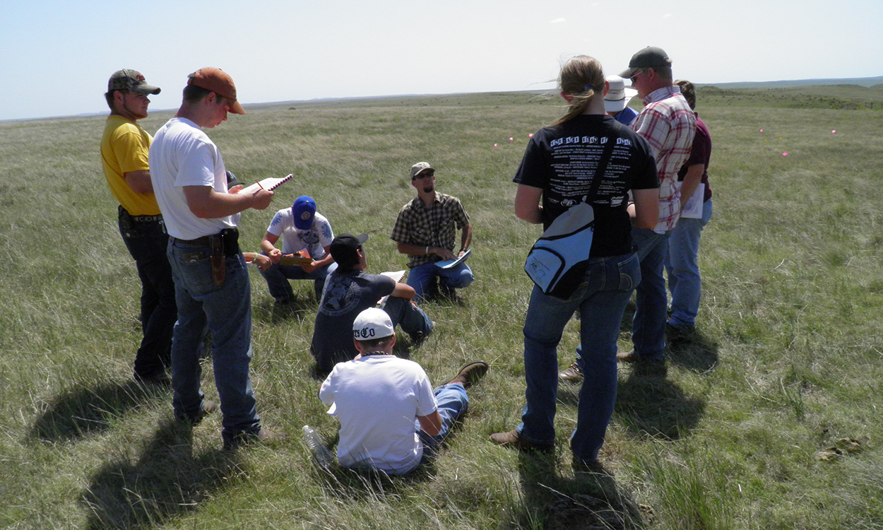 Rangeland and Soils Days participants observing rangeland.