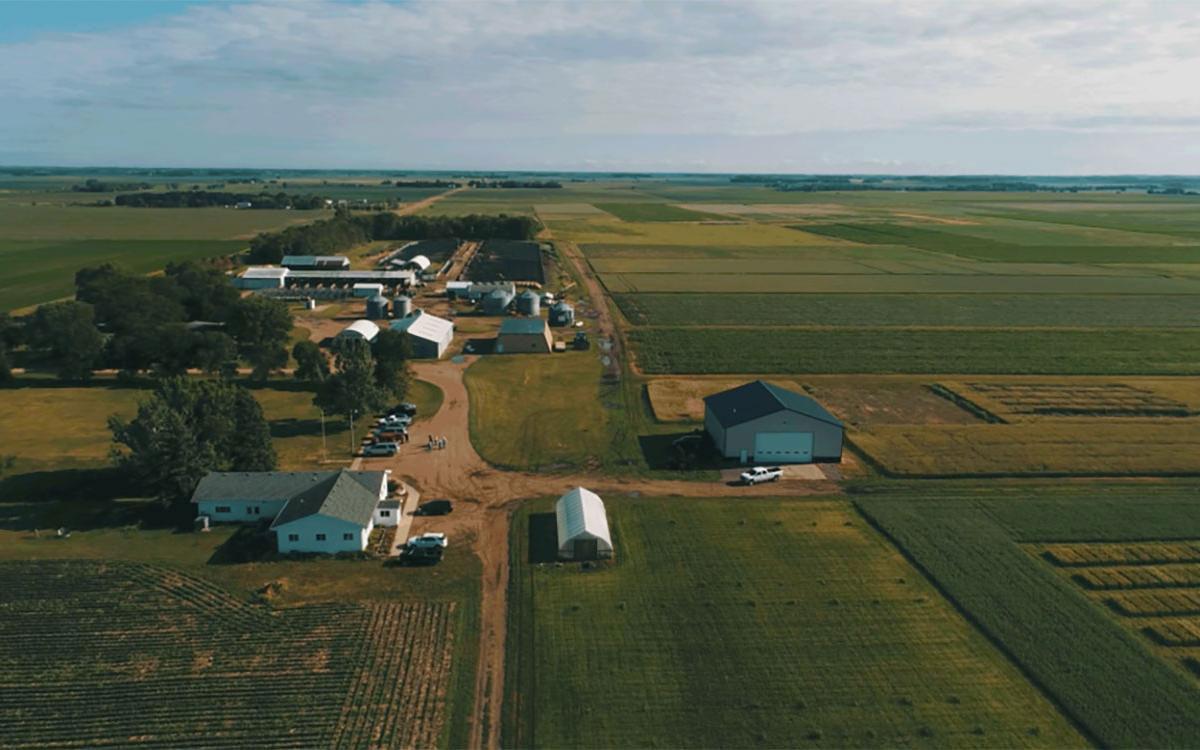 Aerial view of the SDSU Southeast Research Farm.