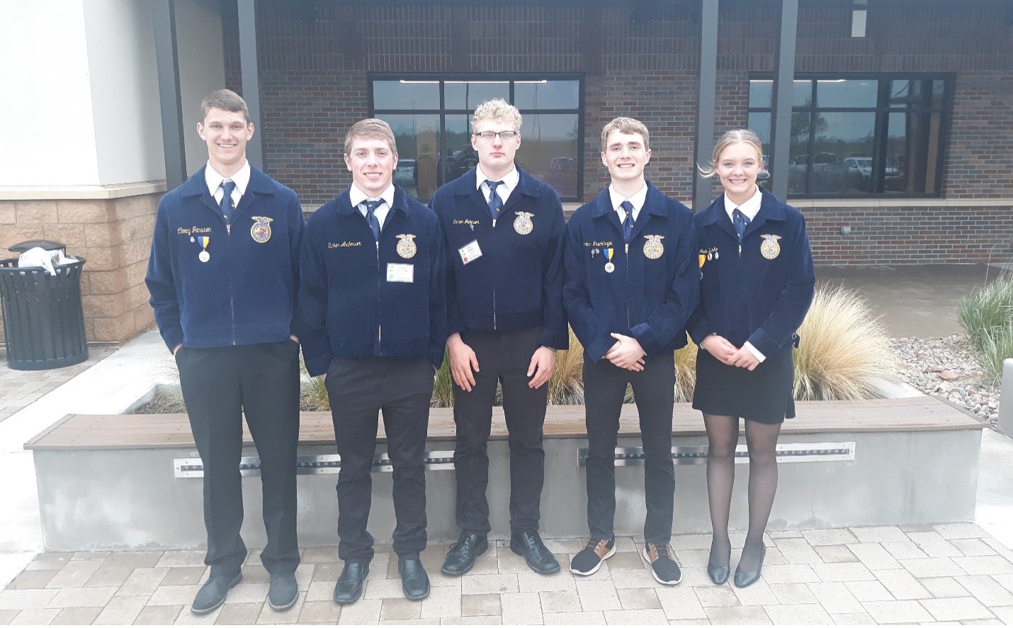 The De Smet FFA Land and Homesite Judging Team, from left to right: Kasen Janssen, Tucker Anderson, Connor Johnson, Gannon Gruenhagen and Jada Burke. (Photo by Dave Vanderwal)