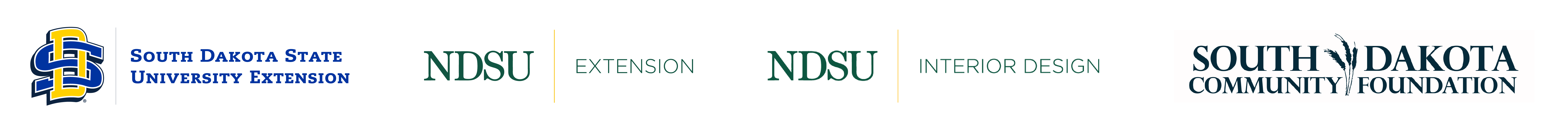 South Dakota State University Extension, NDSU Extension, NDSU Interior Design and South Dakota Community Foundation logos