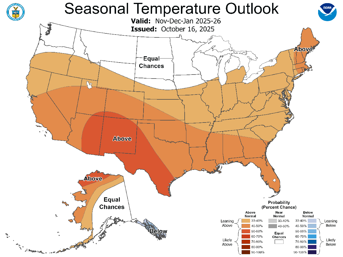 olor-coded map showing 3-month temperature outlook. For a detailed description, please call SDSU Extension at 605-688-4792.