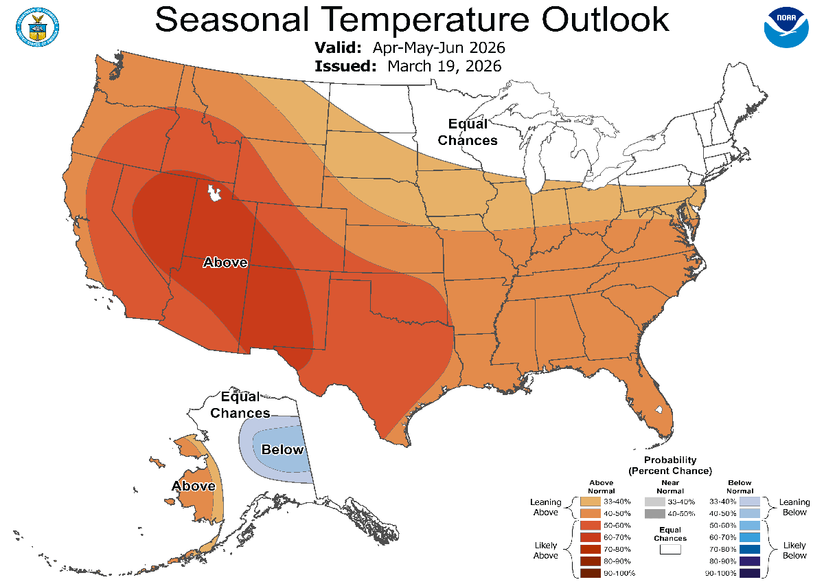 olor-coded plot map showing 3-month temperature outlook. For a detailed description, please call SDSU Extension at 605-688-4792.