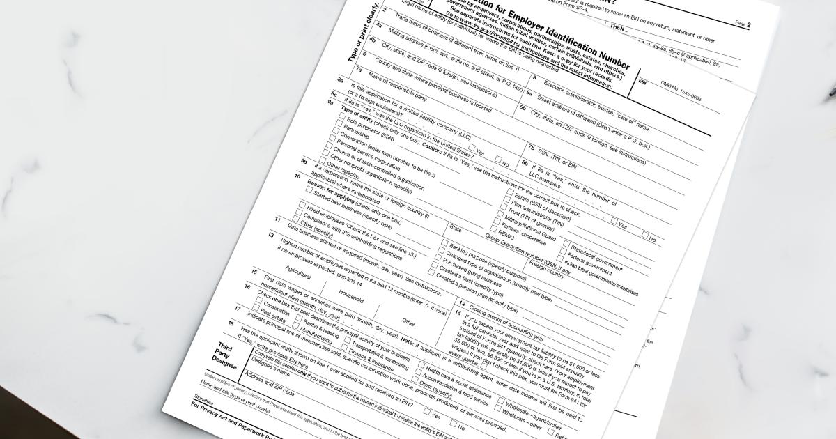Appendix 4 Form Example Appendix G - Form SS-4 Instructions