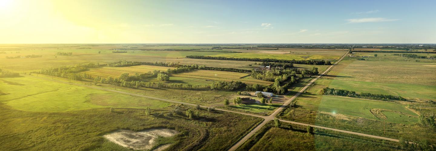 aerial view of South Dakota farm and surrounding land
