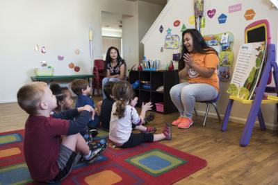 A small group of children at daycare.