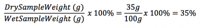 percent dry matter equation. for complete description, call Taylor Grussing at 605-995-7378