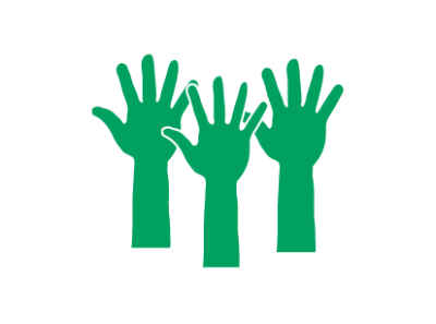 3 green outlines of hands