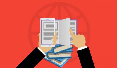 illustration of two hands reviewing terms inside an open book