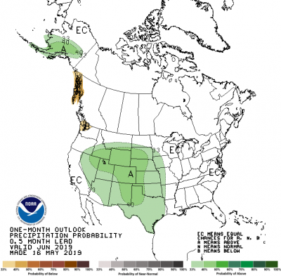an illustration of North America showing the precipitation forcast