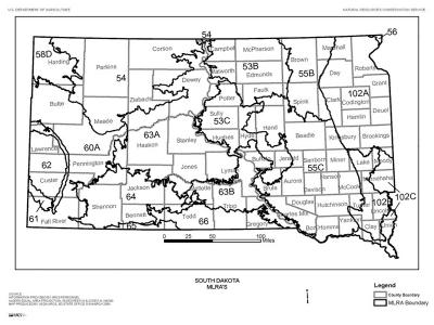 South Dakota MLRA (major land resource areas) map from South Dakota NRCS. For a complete description, call SDSU Extension at 605-688-6729.