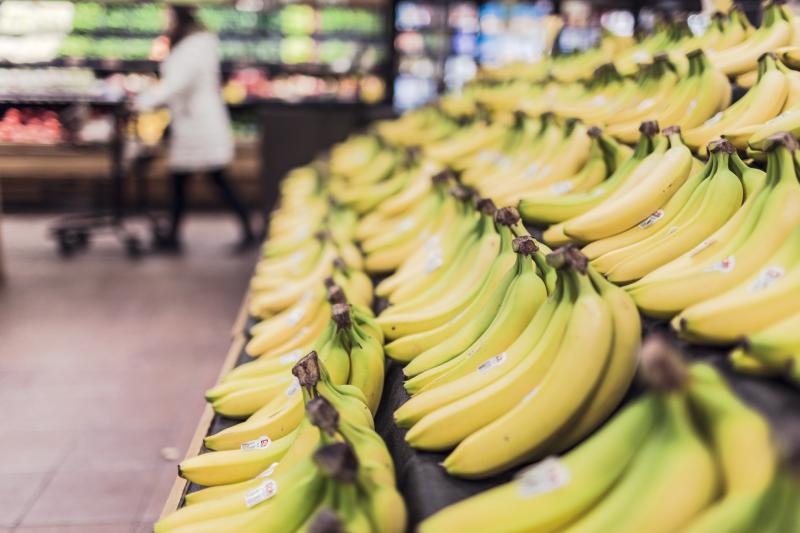Bananas at a grocery store.