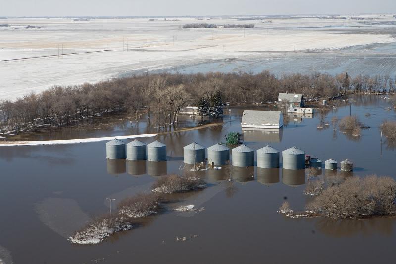 aerial view of a flooded farm in late winter. FEMA News Photo