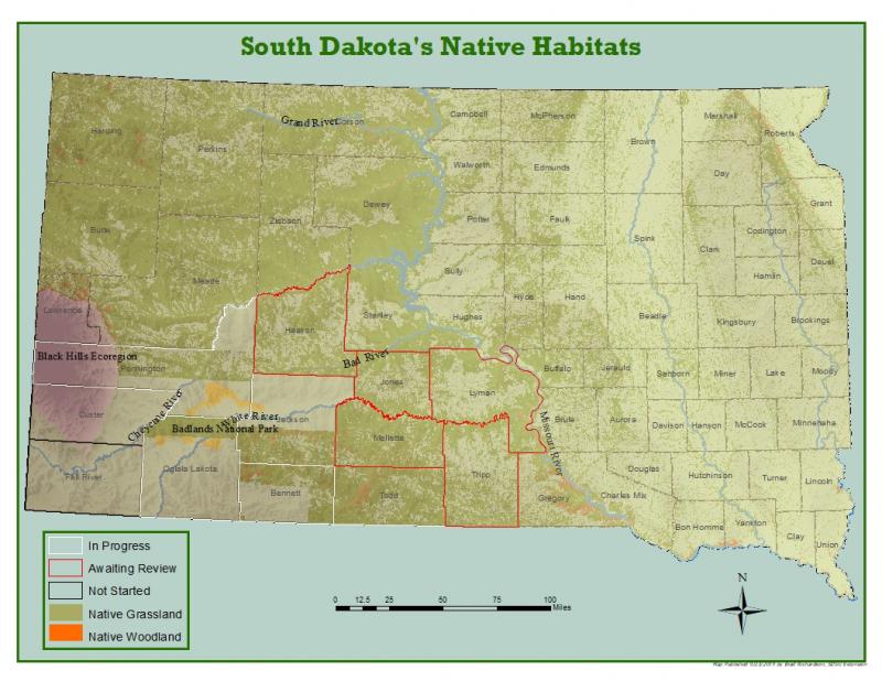 a map of South Dakota's grasslands.