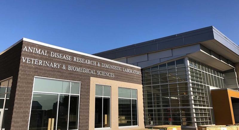 Entrance to the Animal Disease Research and Diagnostic Laboratory at South Dakota State University.