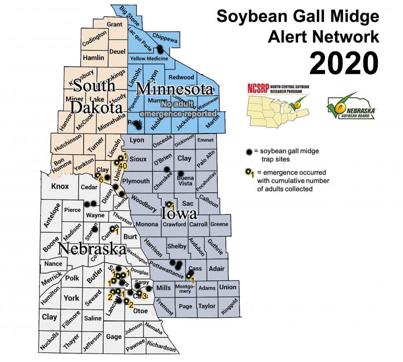 County map including portions of South Dakota, Minnesota, Nebraska and Iowa