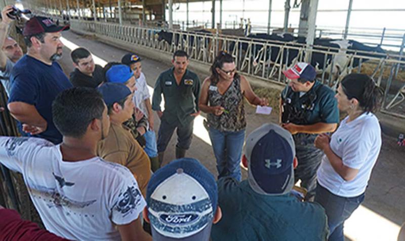 Dairy Farm Employees gather around at a formal training meeting on a dairy farm to learn new information. Courtesy: Heidi Carroll