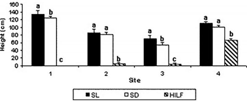 Bar graph displaying Canada thistle response to grazing systems to three different grazing systems.