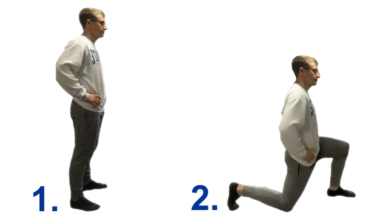 Young man demonstrating the lung exercise. For a complete description, call SDSU Extension at 605-688-4792.