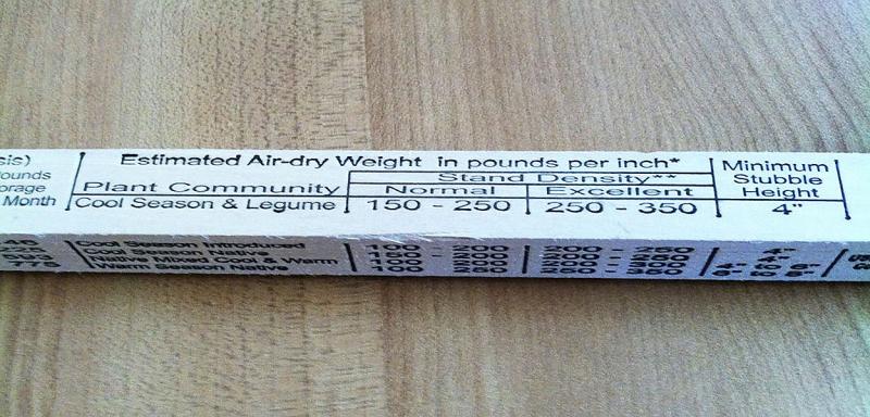 Estimated air-dry weight section of the grazing stick.