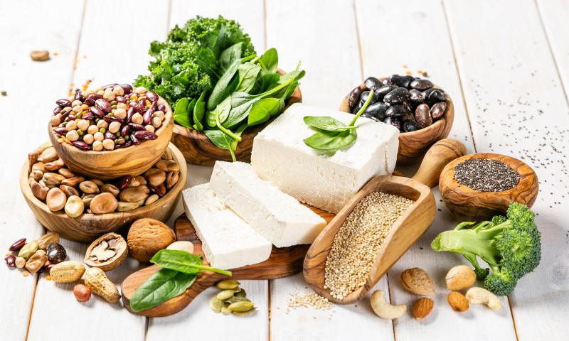 Variety of plant-based protein sources.