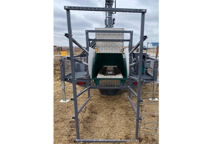 A cow’s perspective of walking into the alleyway of the GreenFeed to the gas chamber of the machine to receive pellets.