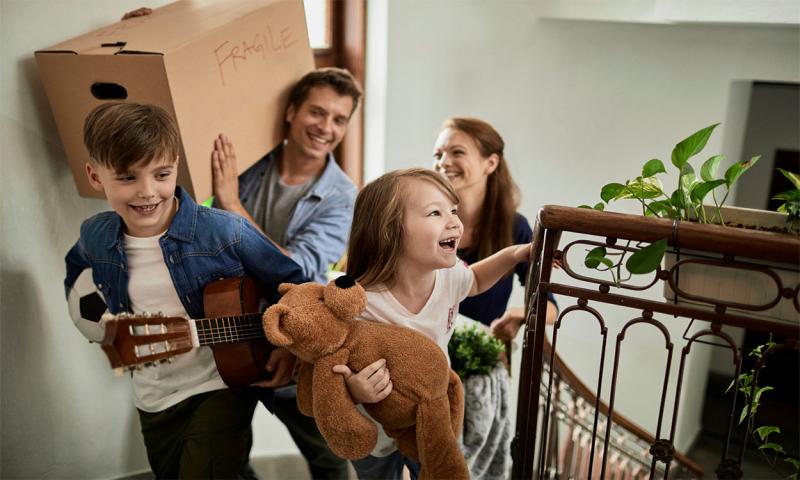 Family moving into rural home.