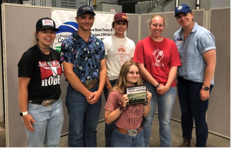 The Haakon/Bennett County 4-H team poses with their rangeland judging team plaque