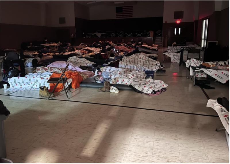 Wall Blizzard of 2022: Carolynn Anderson and Mary Williams Members of the Wall Community made makeshift sleeping arrangements for stranded travelers.