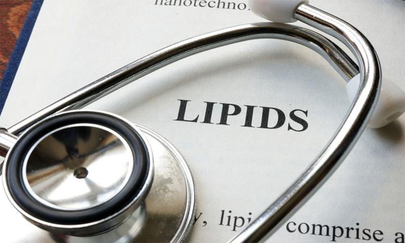 Stethoscope resting on a lipid profile worksheet.