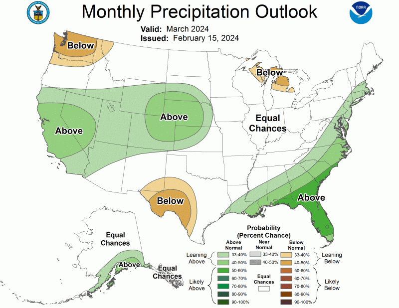 Monthly Precipitation Outlook for March 2024