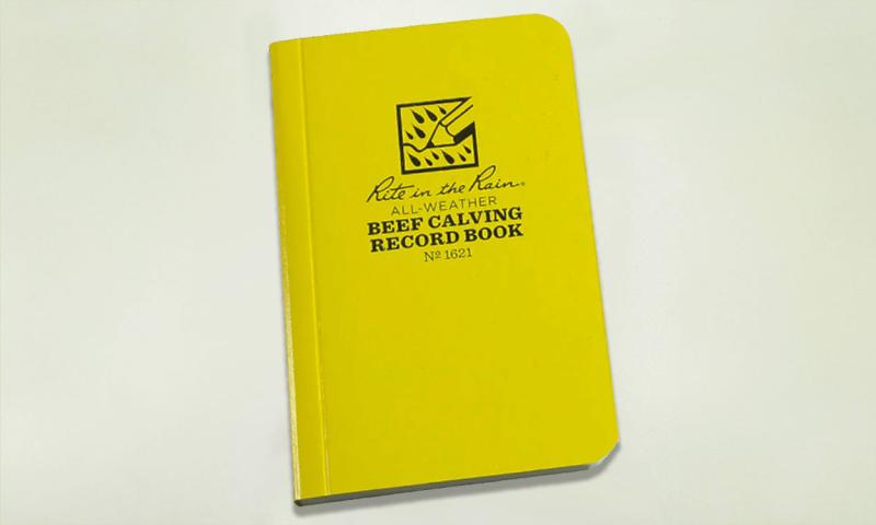 Yellow Rite in the Rain™ all-weather beef calving record book. These books are pocket-sized and are bound like a book.