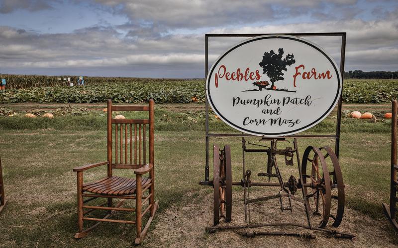 Sign greeting visitors at an agritourism operation featuring a pumpking patch and corn maze.